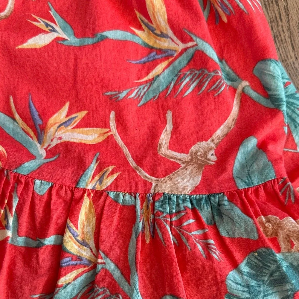 Janie and Jack Vibrant Red Floral Monkey Dress Sz 4